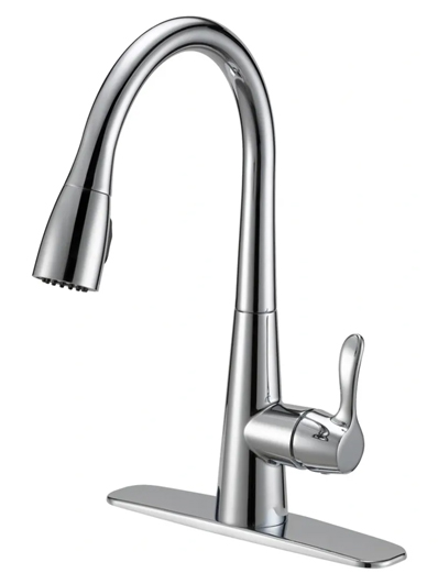 Chrome High-Arc Kitchen Faucet With Pull Down Spray